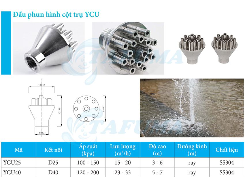 Đầu phun nước trụ cột YCU