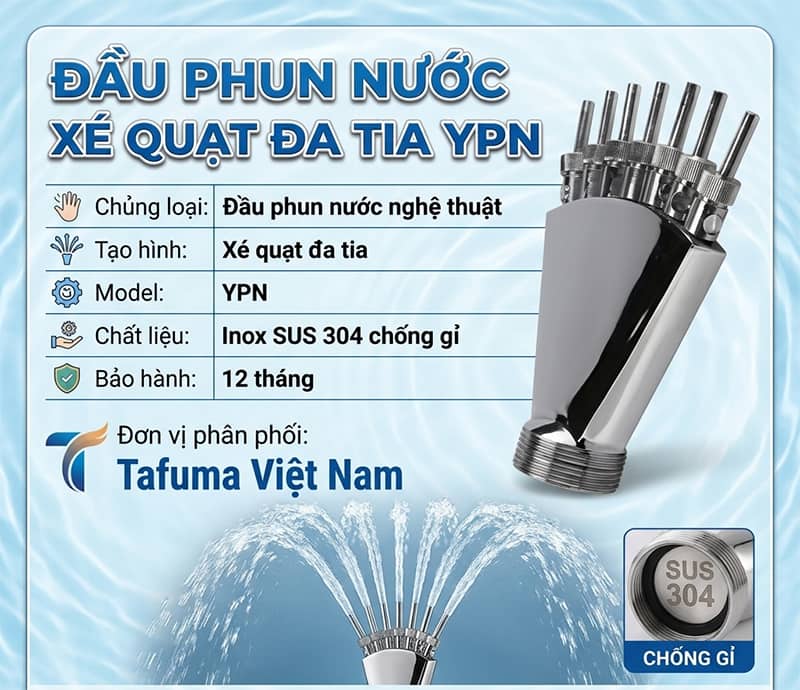 Đầu phun nước xé quạt đa tia YPN