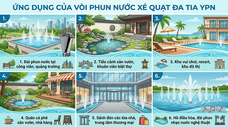 Đầu phun nước xé quạt đa tia YPN