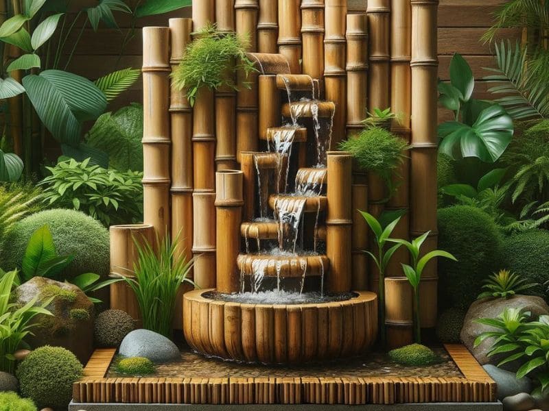 cách làm đài phun nước bằng tre