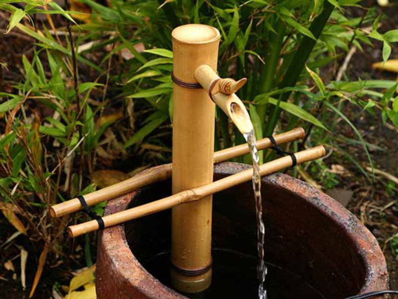 cách làm đài phun nước bằng tre