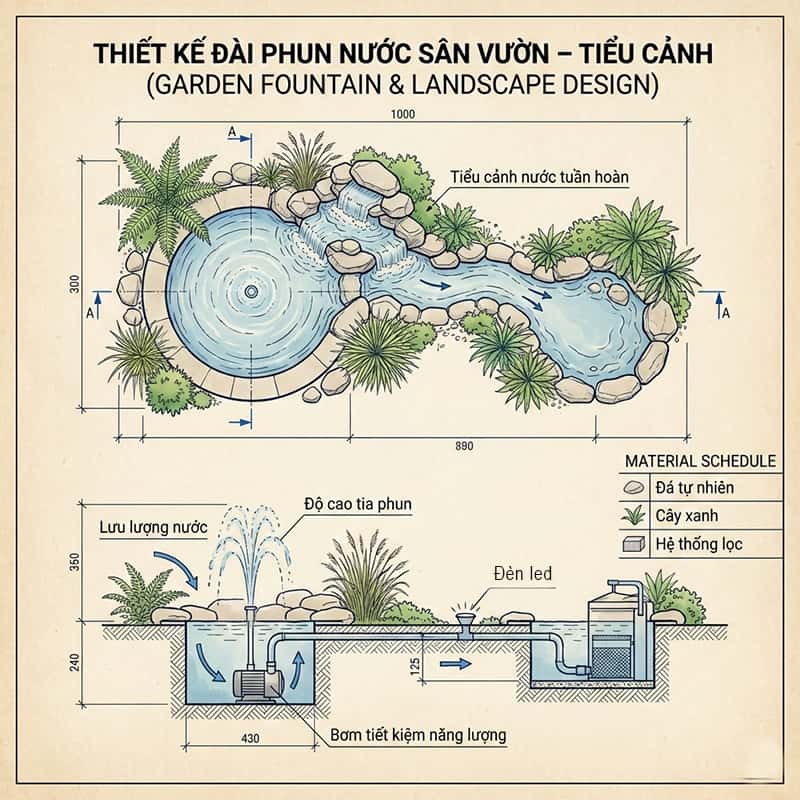 thiết kế đài phun nước