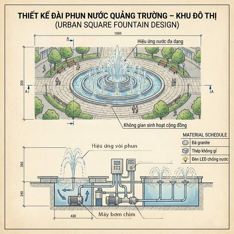 thiết kế đài phun nước