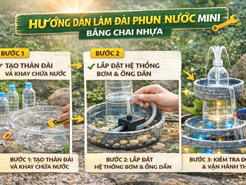 làm đài phun nước bằng chai nhựa