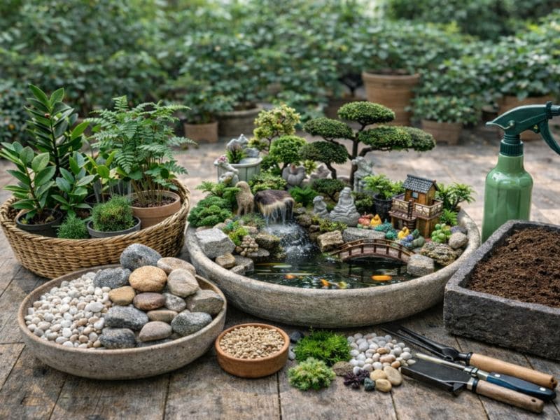 cách làm tiểu cảnh sân vườn mini