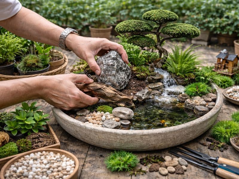 cách làm tiểu cảnh sân vườn mini