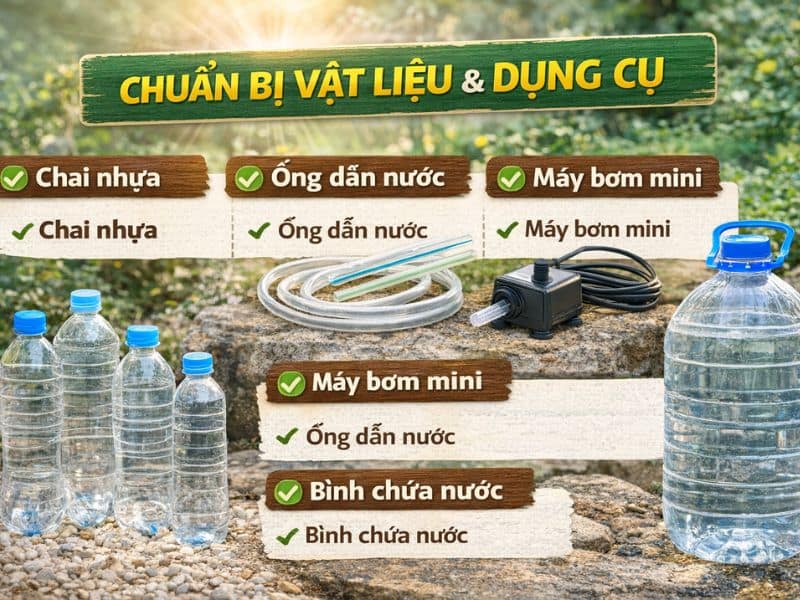 làm đài phun nước bằng chai nhựa
