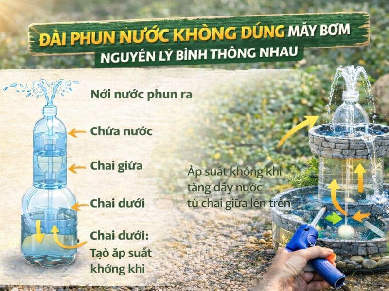 làm đài phun nước bằng chai nhựa