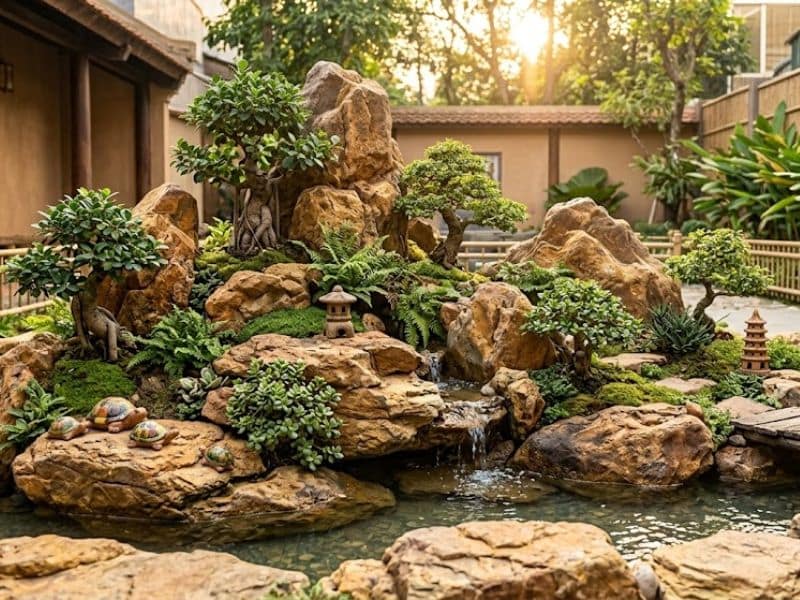 phong thủy hòn non bộ sân vườn