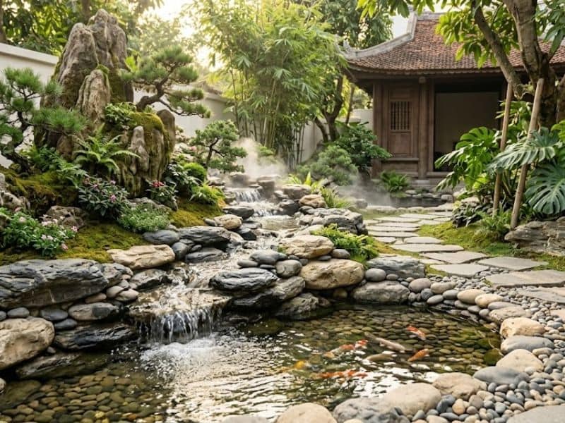 phong thủy hòn non bộ sân vườn