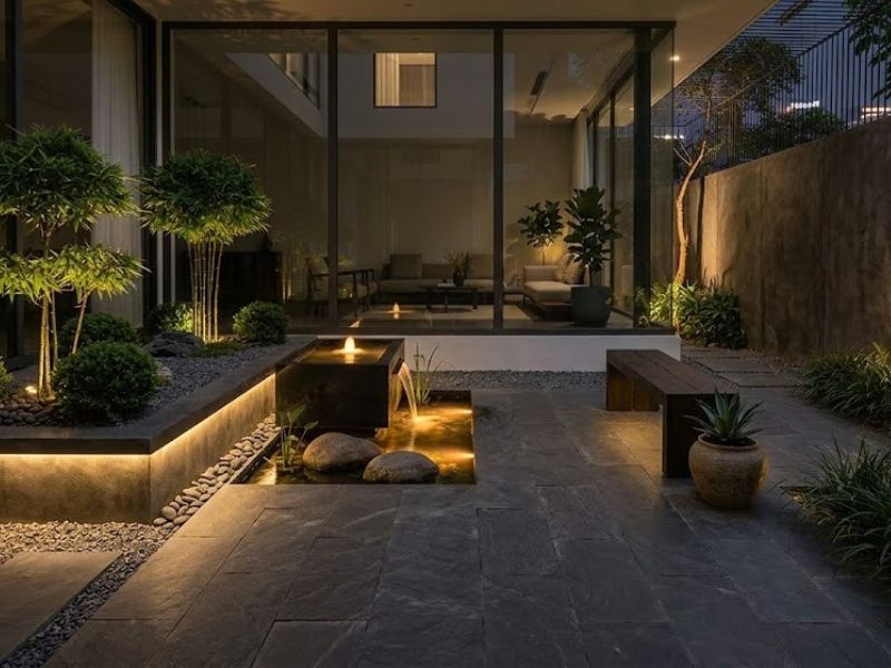 tiểu cảnh sân vườn hiện đại