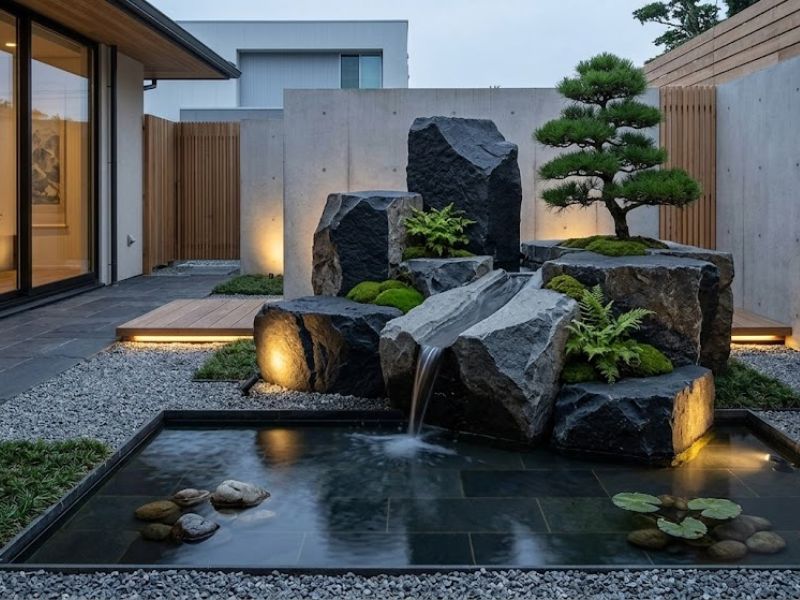 tiểu cảnh sân vườn hiện đại