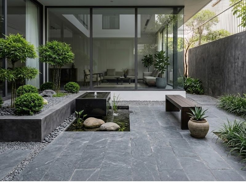 tiểu cảnh sân vườn hiện đại