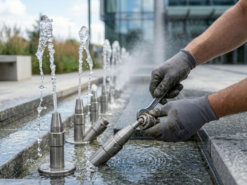 vòi phun nước bị bắn lệch hướng