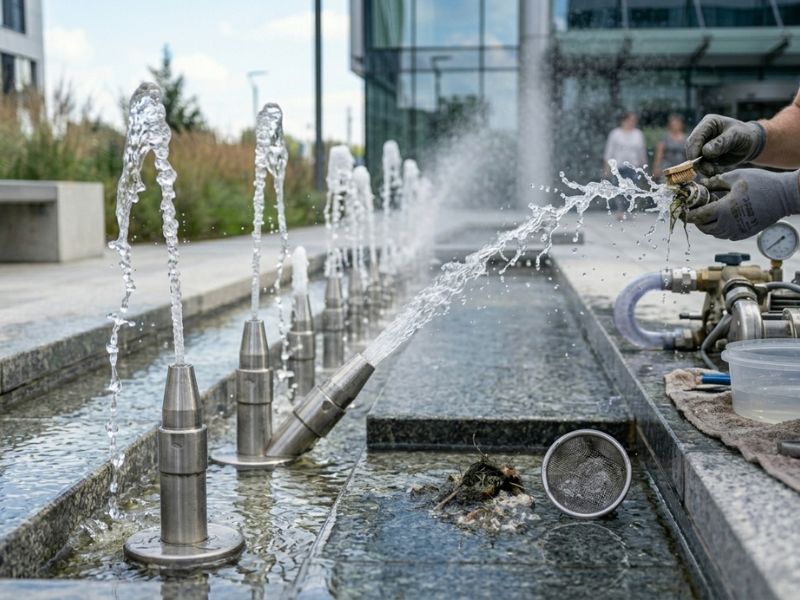 vòi phun nước bị bắn lệch hướng