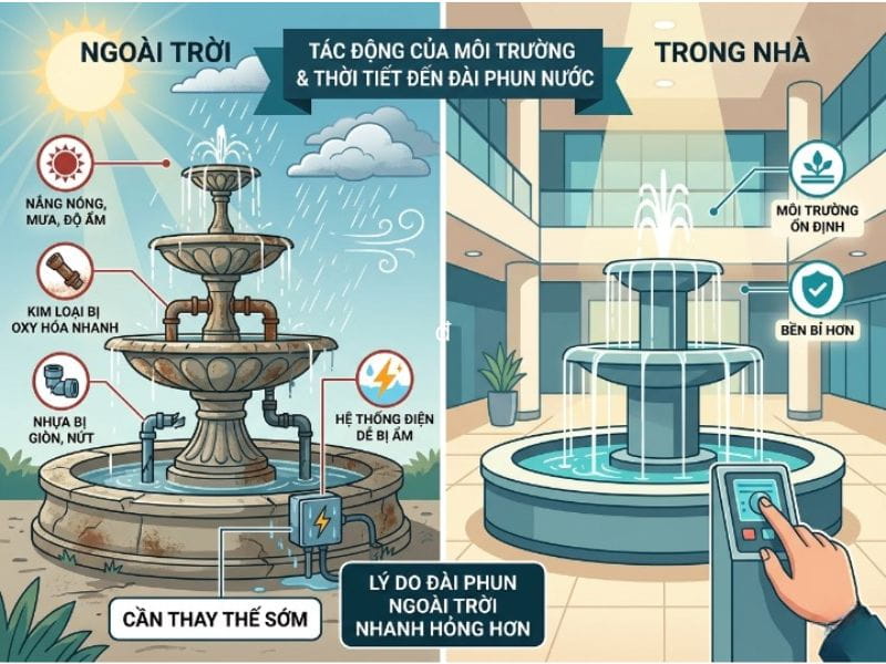 Dấu hiệu thiết bị đài phun nước cần thay thế