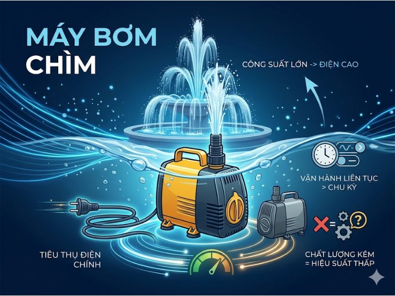 Thiết bị đài phun nước có tốn điện không