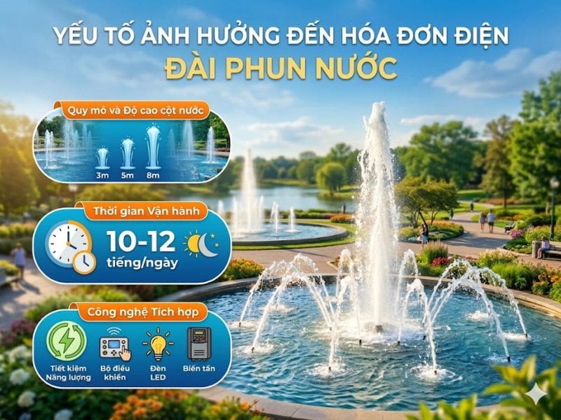 Thiết bị đài phun nước có tốn điện không