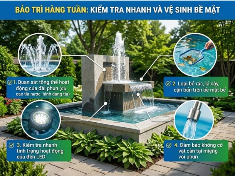 Thiết bị đài phun nước hoạt động bao lâu thì cần bảo trì