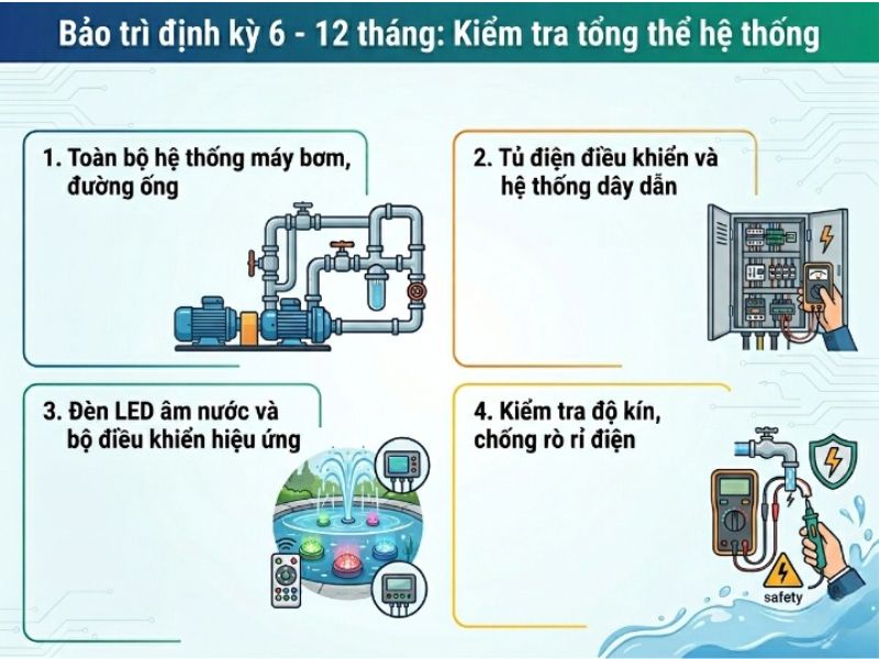 Thiết bị đài phun nước hoạt động bao lâu thì cần bảo trì