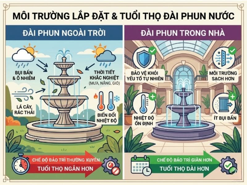 Thiết bị đài phun nước hoạt động bao lâu thì cần bảo trì