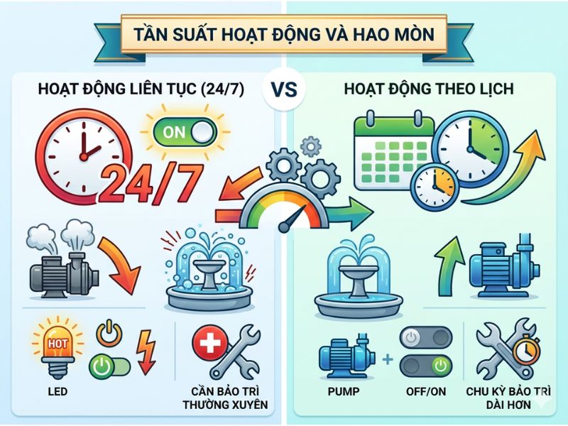 Thiết bị đài phun nước hoạt động bao lâu thì cần bảo trì
