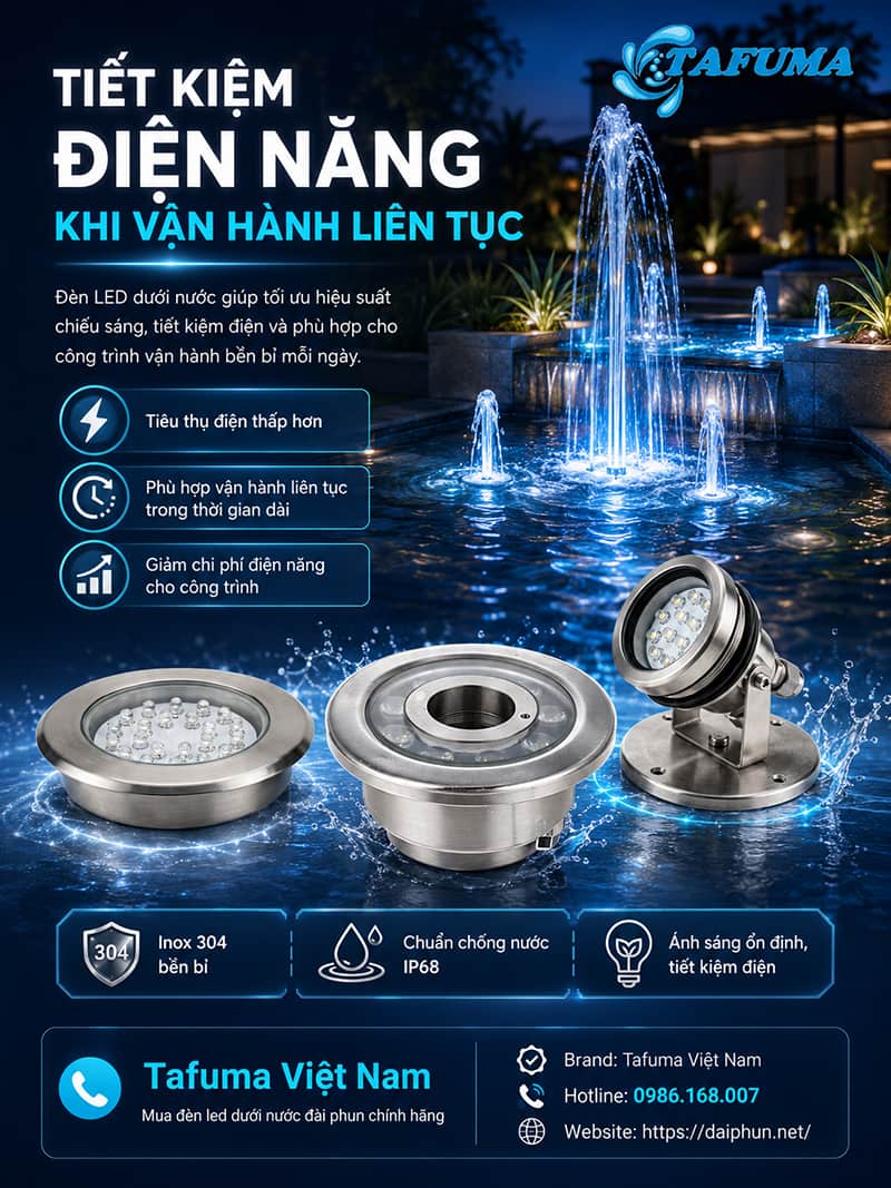 Đèn led dưới nước 9W dùng cho đài phun nước mini có tốt không