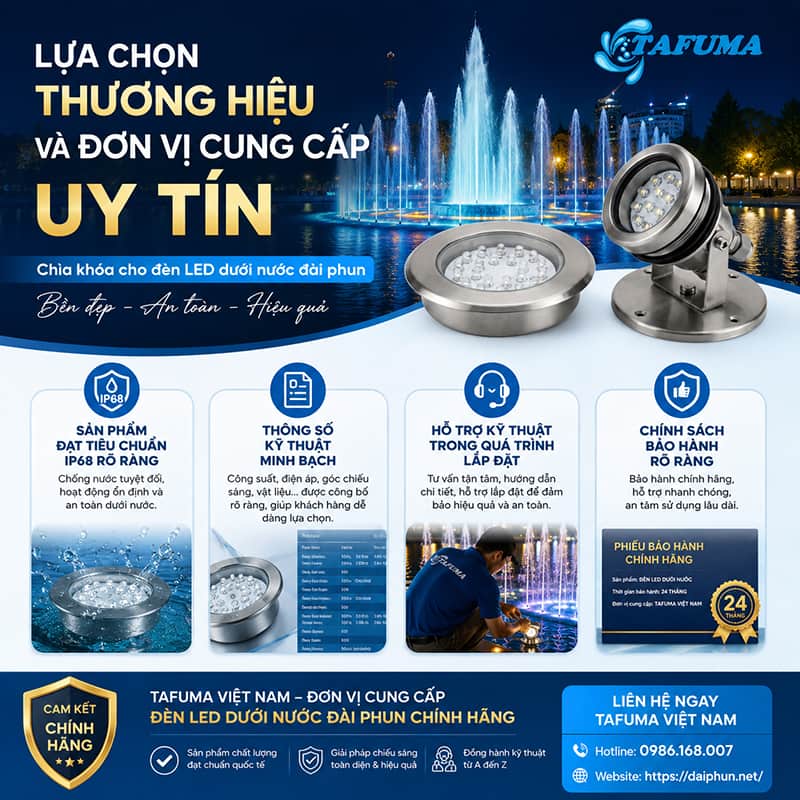 Đèn led dưới nước 9W dùng cho đài phun nước mini có tốt không