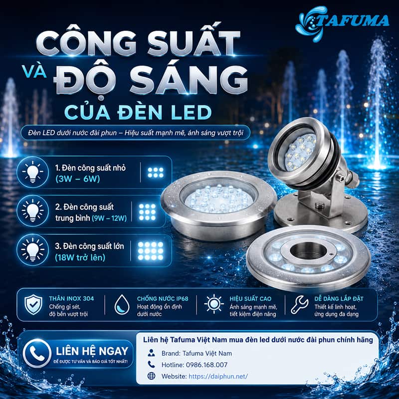 Khoảng cách lắp đèn led dưới nước cho đài phun bao nhiêu là hợp lý?