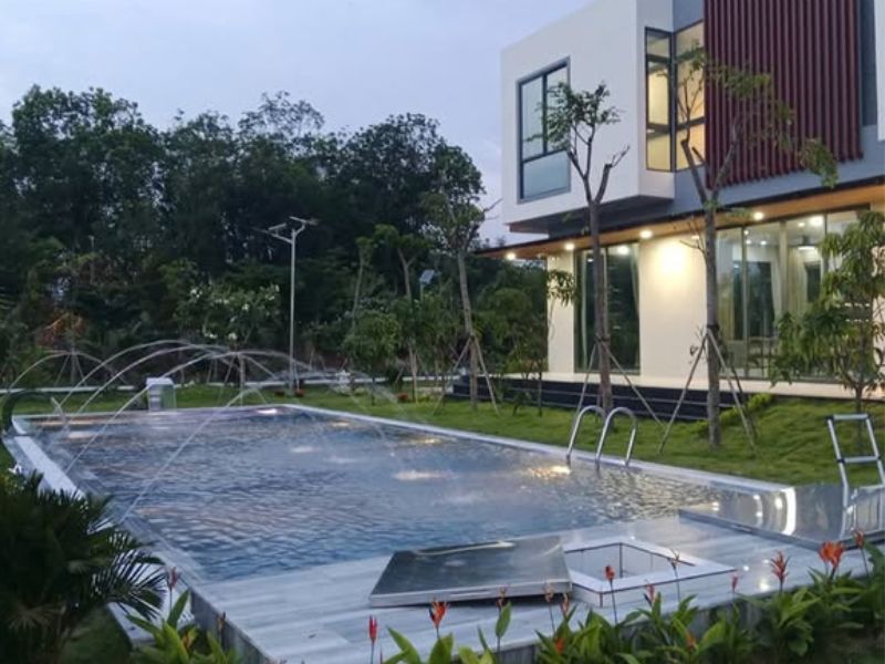 dự án lắp đặt đầu phun tia nước cho hồ bơi villa tại Củ Chi