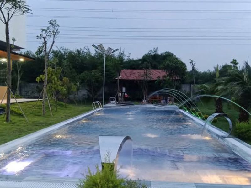 dự án lắp đặt đầu phun tia nước cho hồ bơi villa tại Củ Chi