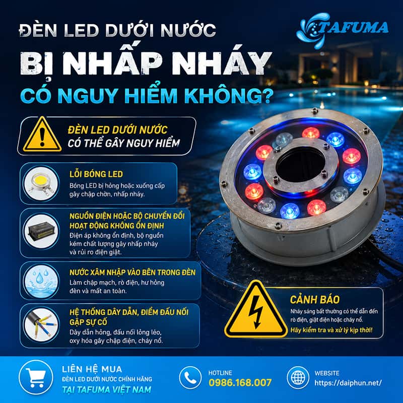 Đèn led dưới nước bị nhấp nháy có nguy hiểm không?